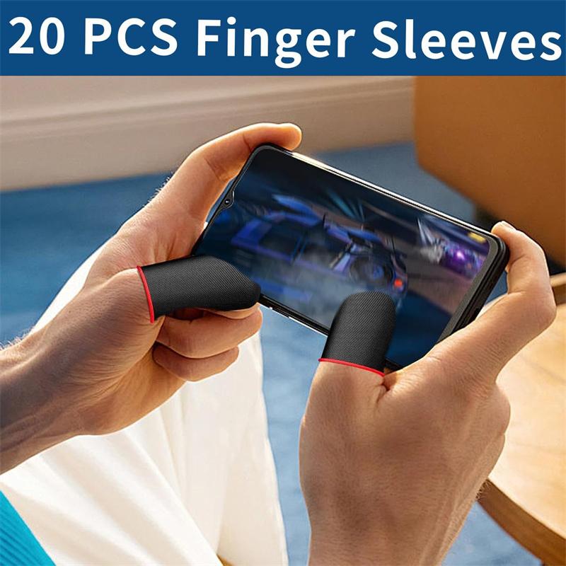 20Pcs Phone Gaming Finger Sleeves Game Hand Controller Gloves Anti Sweat Breathable Seamless Touchscreen Finger Cover