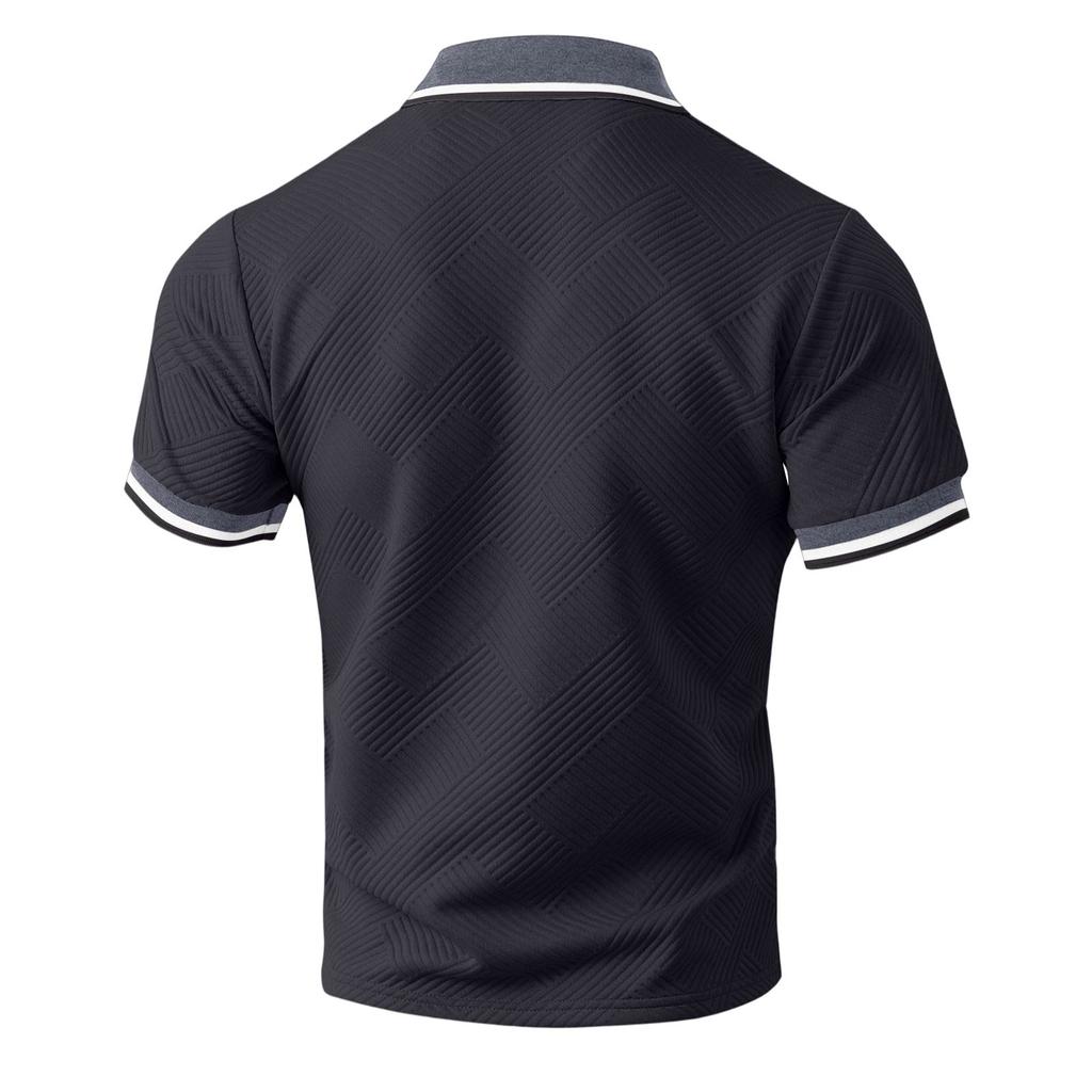 Men’s Slim Fit Polo Shirt Short Sleeve Casual Turn Down Collar Button Front Lightweight Top