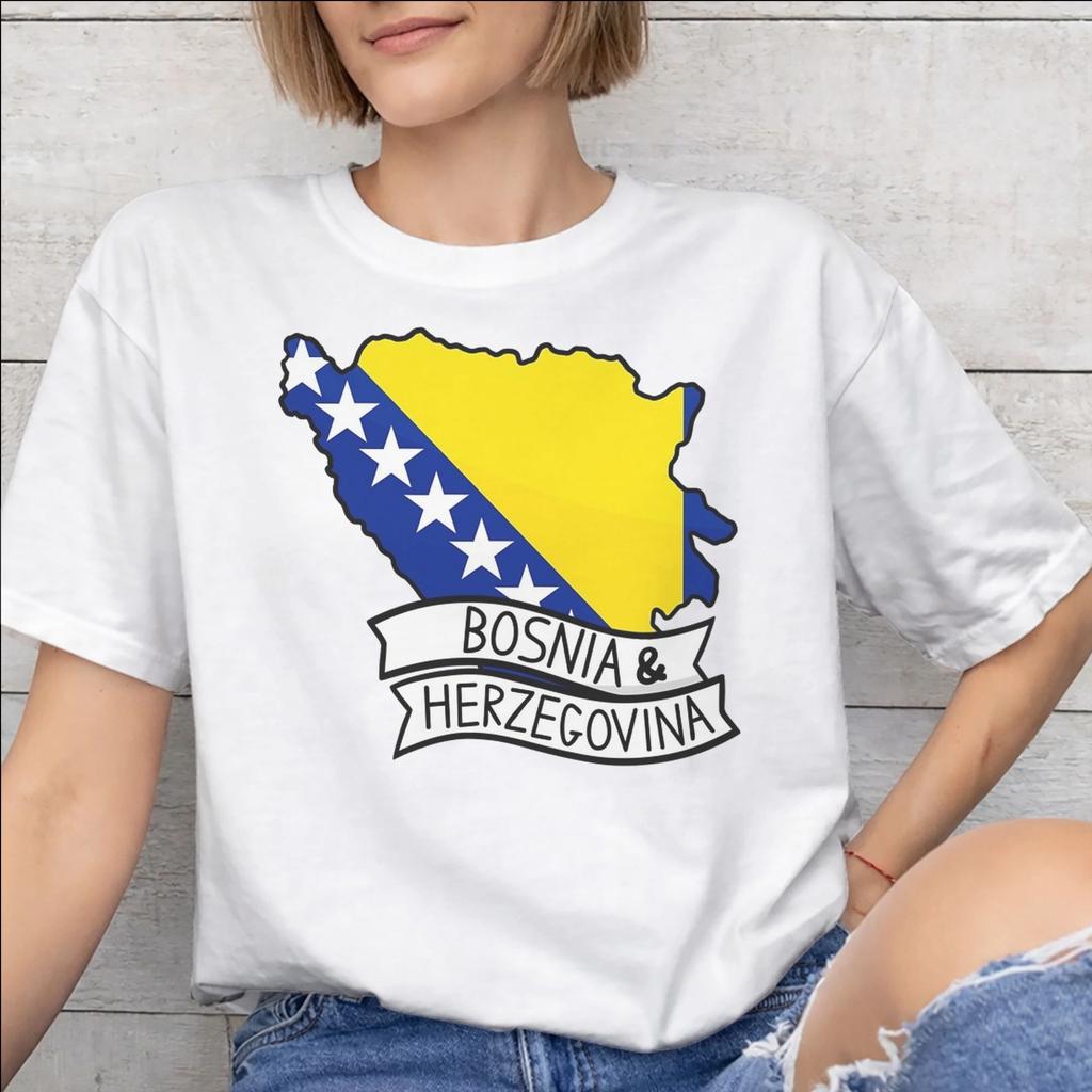 Bosnia and Herzegovina Flag Merch Unisex T Shirts Cotton Tee Graphic Print Tshirt Clothing
