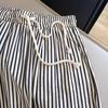 Women’s Summer 2026 Elastic Waist Striped Drawstring Casual Pants: Japanese & Korean Slimming Straight-Leg Style