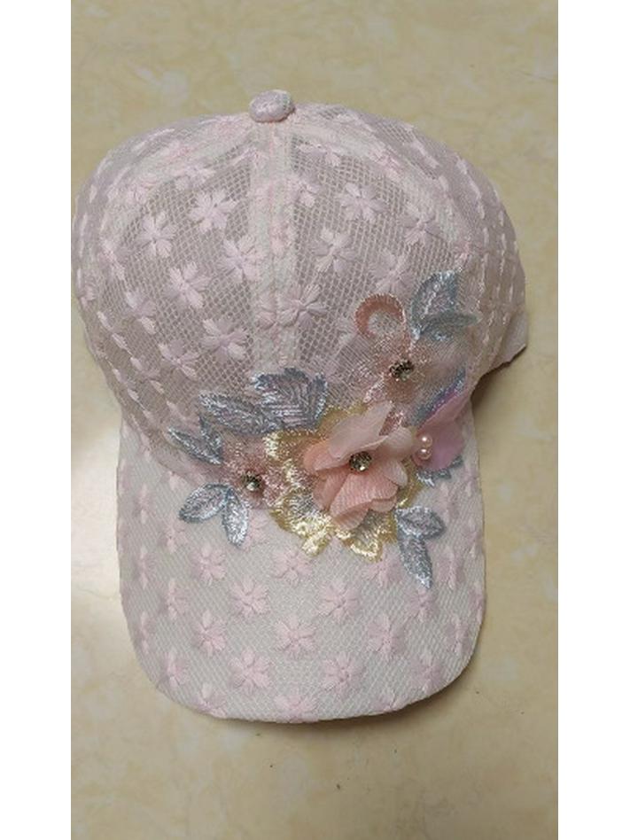 

Женская сетчатая шляпа от солнца в корейском стиле с аппликацией ручной работы в виде цветка розовый