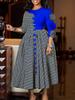D598 - Women's Elegant African Dress, Round Neck, 3/4 Sleeves, Printed Patchwork Design