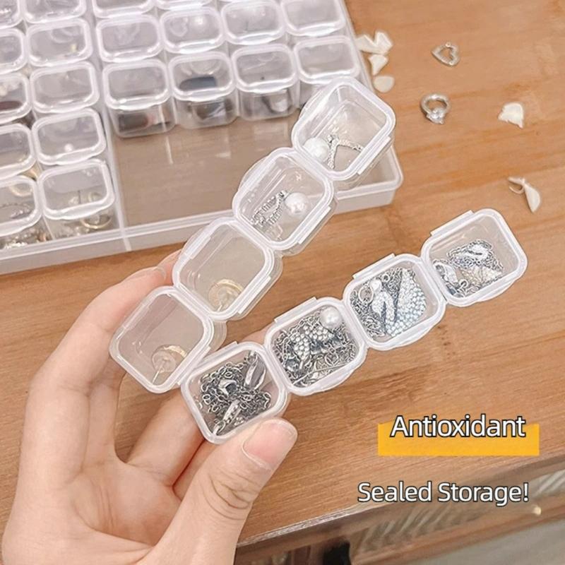 Clear Jewelry Storage Box with Lid, Compartment Case for Rings Earrings and Pendants, Vanity Display and Dresser Use