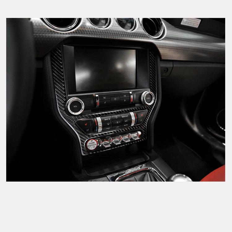For Ford Mustang Carbon Fiber Central Control Air Conditioning CD Panel Cover Trim Sticker Car Styling Accessories Cat Stickers