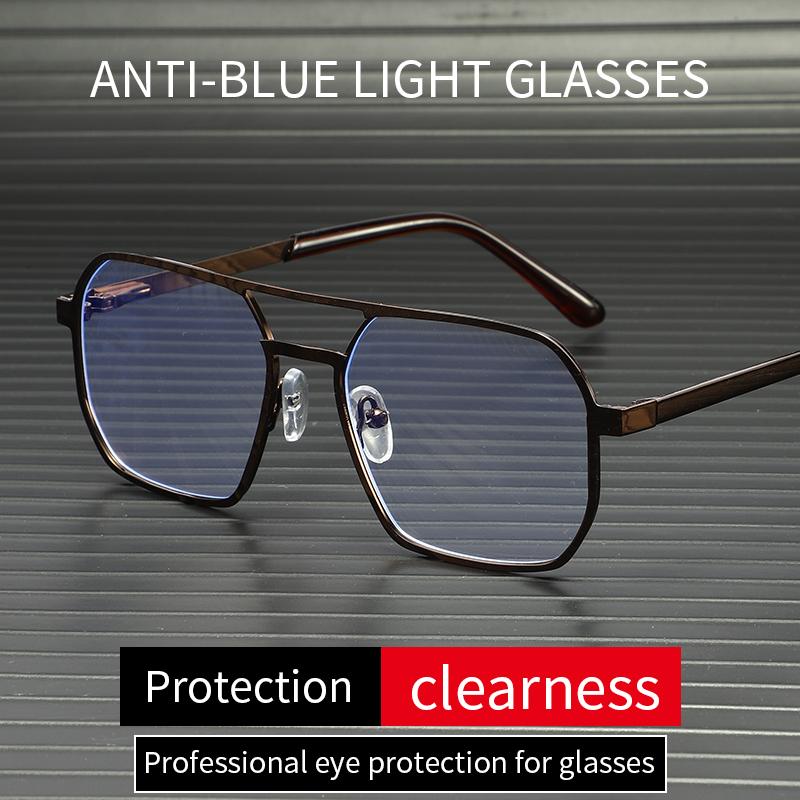 

Retro Double-Beam Glasses Frame Retro Artistic Pilot Ultra-Light Business And High-End Feel Optiacal Glasses Frame 6003 коричневый