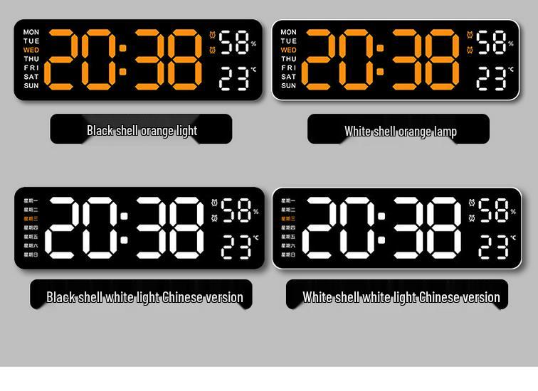 Multifunctional Rectangular Electronic Alarm Clock with Large Display - Wall-Mountable/Desktop Stand