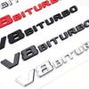 Fits Mercedes-Benz V8 BITURBO: Fender Side Emblem, Twin Turbocharger Rear Emblem, Lettering, Car Stickers.