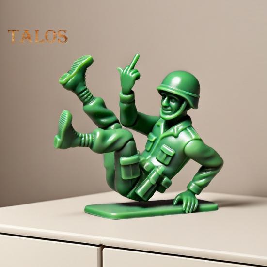 Grønn Soldatfigur Militærmenn Ornament Skrivebordsdekorasjon Miniatyrsoldatstatue for Latespill Militært Temaselskap