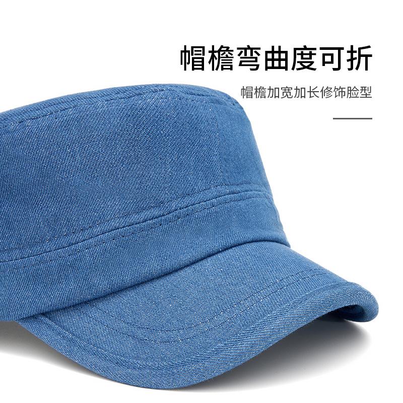 Men's light board denim flat top military hat simple versatile cap women's fashion outdoor visor equestrian hat