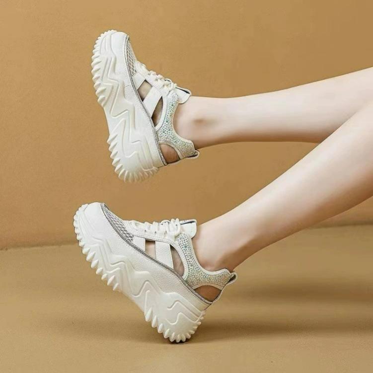 Thick-soled Heightening White Shoes Women's Spring and Summer Leisure Sports Lightweight Daddy Shoes