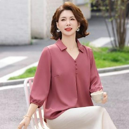 2026 Stylish Seven-Sleeve Summer Blouse for Middle-Aged and Elderly Women 5XL
