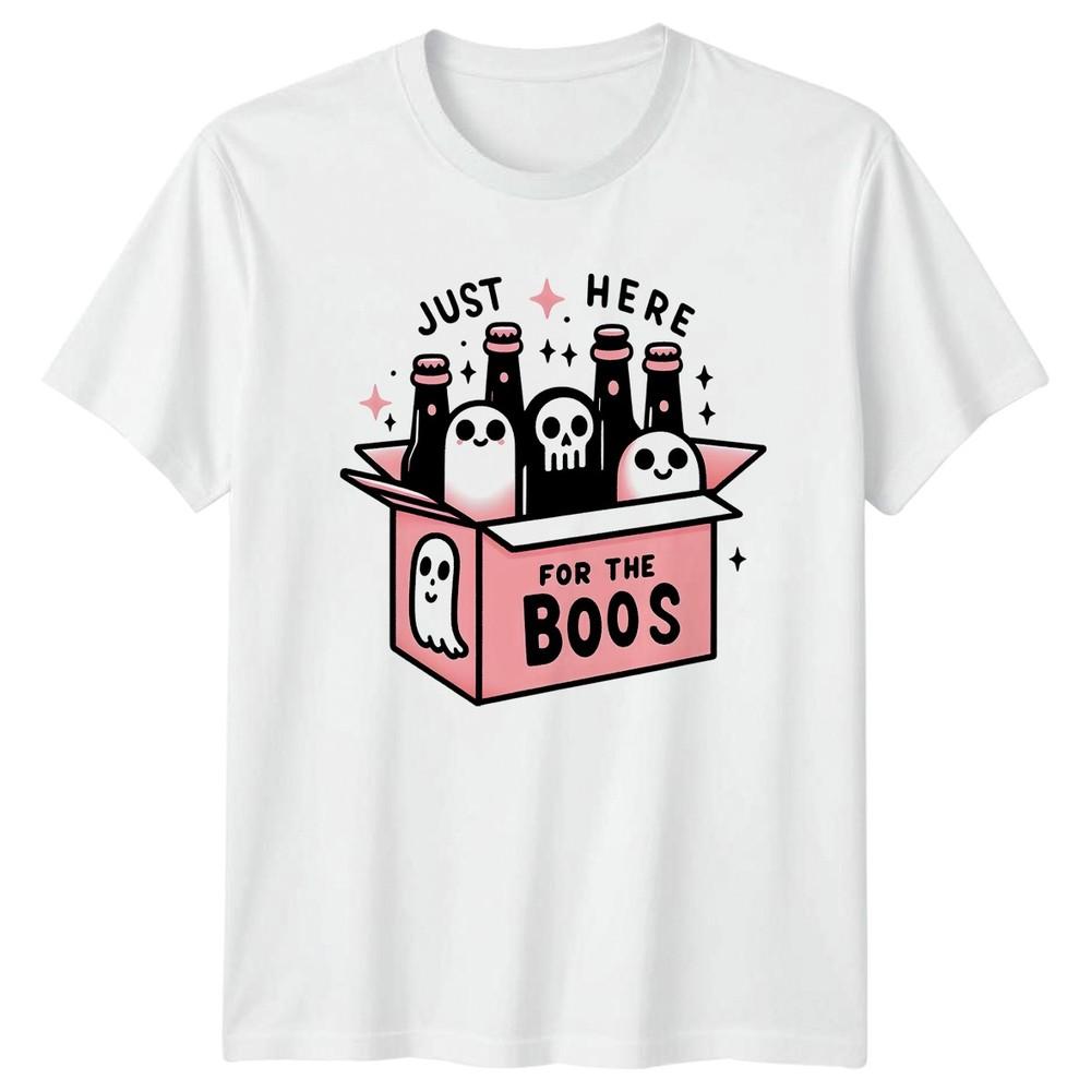 Just Here For The Boos TShirt Funny Ghost Drinking Halloween Halloween Gift S