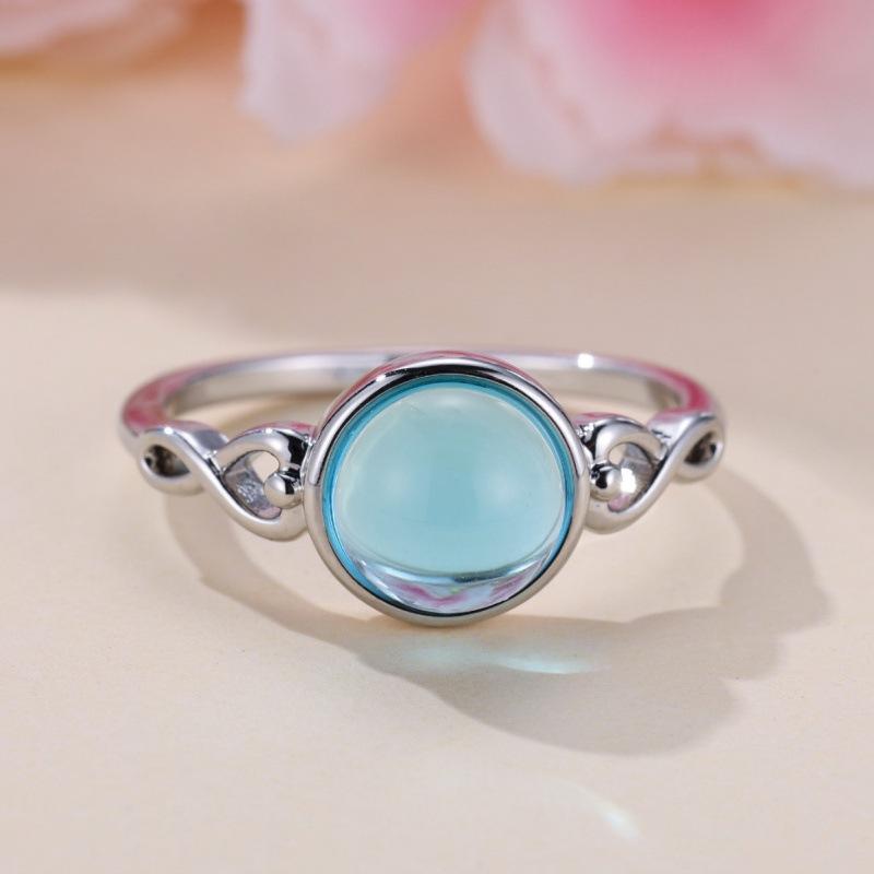 

White K sea blue flat bottom edge ring no. 6