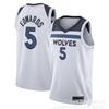 Męska Koszulka do Koszykówki Minnesota Timberwolves Edwards 5 Towns 32 Wiggins 1 Dekolt V Bez Rękawów Bawełniana Koszulka Sportowa
