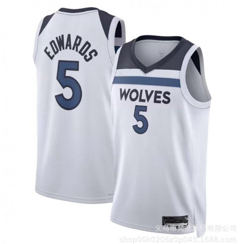 Męska Koszulka do Koszykówki Minnesota Timberwolves Edwards 5 Towns 32 Wiggins 1 Dekolt V Bez Rękawów Bawełniana Koszulka Sportowa