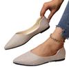 Korean Version of Foreign Trade New Pointed Embossed Flat Bottom Shallow Mouth Single Shoes Women's Large Size V Mouth Breathable Lazy Work Shoes