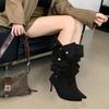 Suede Stack Boots Fall Winter 2026 French Pointed Toe Stiletto Heel High Heel Over The Knee Boots for Women
