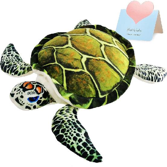Athoinsu Realistic Stuffed Animal Sea Turtle Soft Plush Toy Ocean Life Tortoise Throw Pillow Birthday Plushie Gifts for Toddler Kids Boys and Girls,