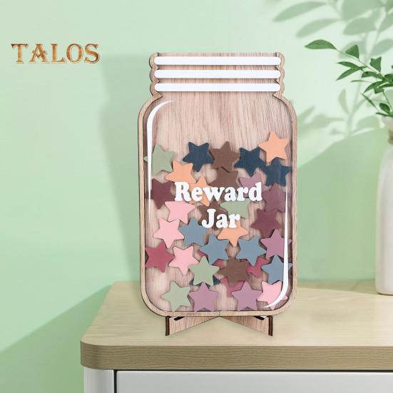 Wooden Reward Jar for Kids Positive Behavior Incentive Chart with Base Stars Flowers Incentive System Management Tools for Student Home Classroom