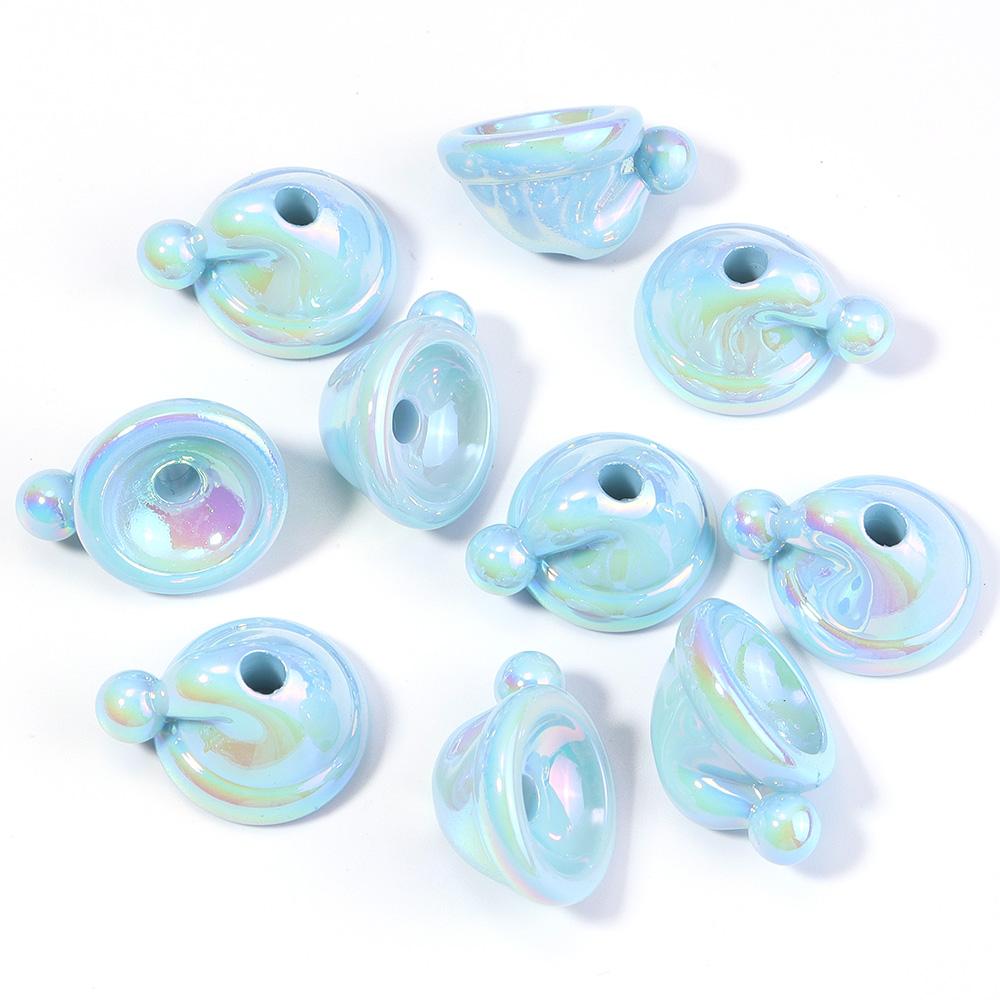 10pcs Christmas Hat Acrylic Beads Plated Color Loose Bead For DIY Jewelry Making Bracelet Necklace Keychain Christmas Decoration