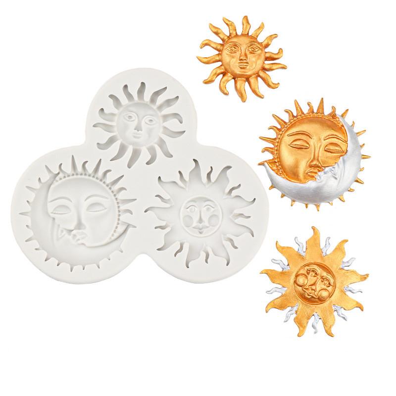 

Силиконовая форма для помадки в виде солнца и луны, инструмент для украшения торта, сахарная глина, форма для шоколадной мастики, инструменты для выпечки кексов