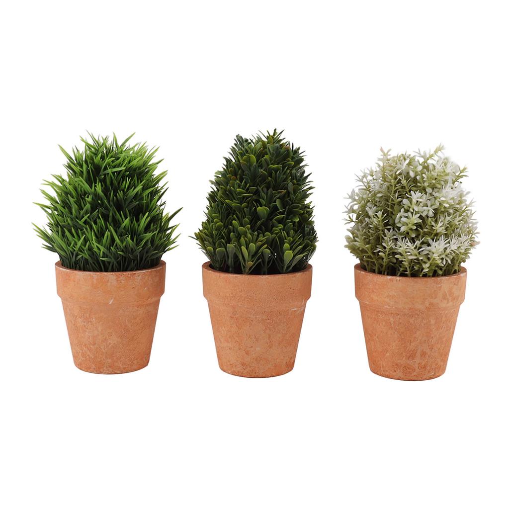 3PCS Artificial Potted Plants Set Plastic Indoor Small Fake Greenery Potted Plants for Home