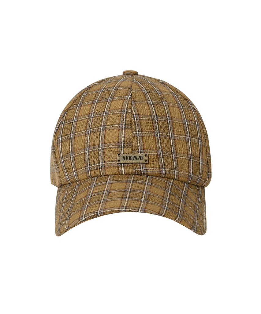 AJOBYAJO Check Baseball Cap [Camel]
