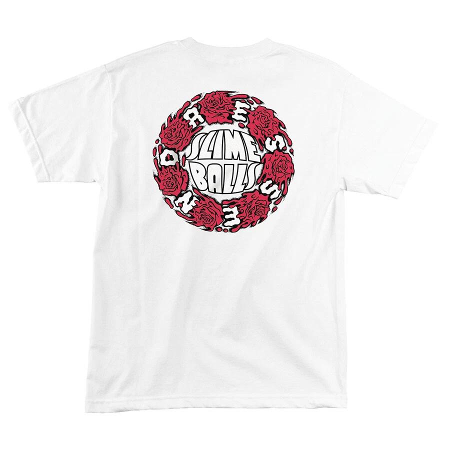Santa Cruz Eric Dressen SLIME BALLS ROSES Skateboard T Shirt WHITE XS