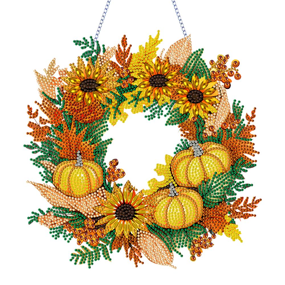 Special Shaped Diamond Painting Wall Decor Wreath Autumn Pumpkin Christmas Spot Drill Garland for Home Window Door Decor Gift