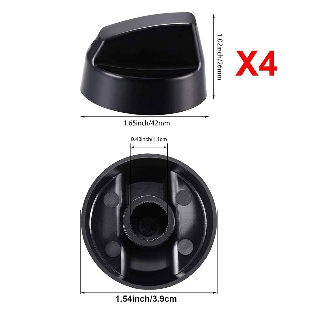 Set Containing 4 Control Knobs and 12 Adapters for Stove and Oven Replacement Compatible with Various Models and Applications