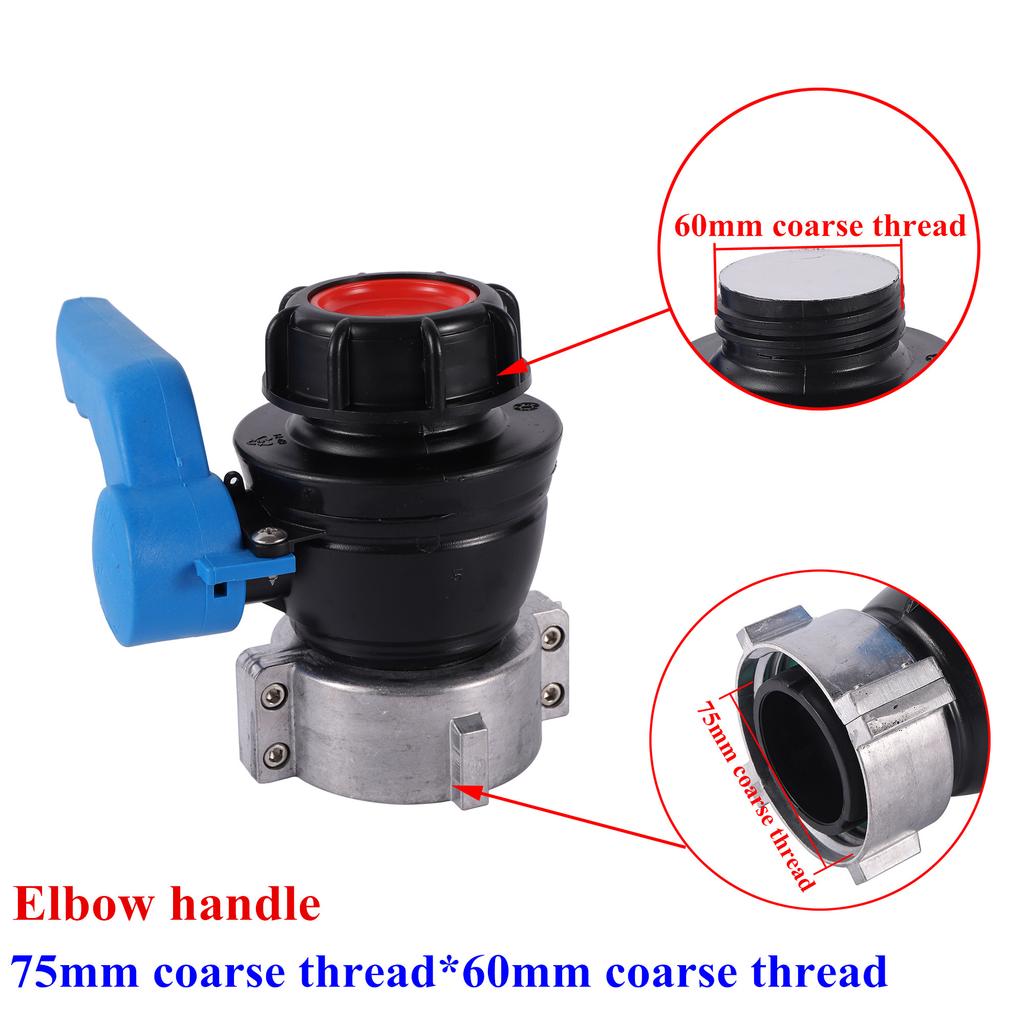 75mm IBC Tote Adapter Heavy Duty S75X60 Coarse Thread Ball Valve Connector IBC Tank Coarse Thread Adapter Ball Cap Valve