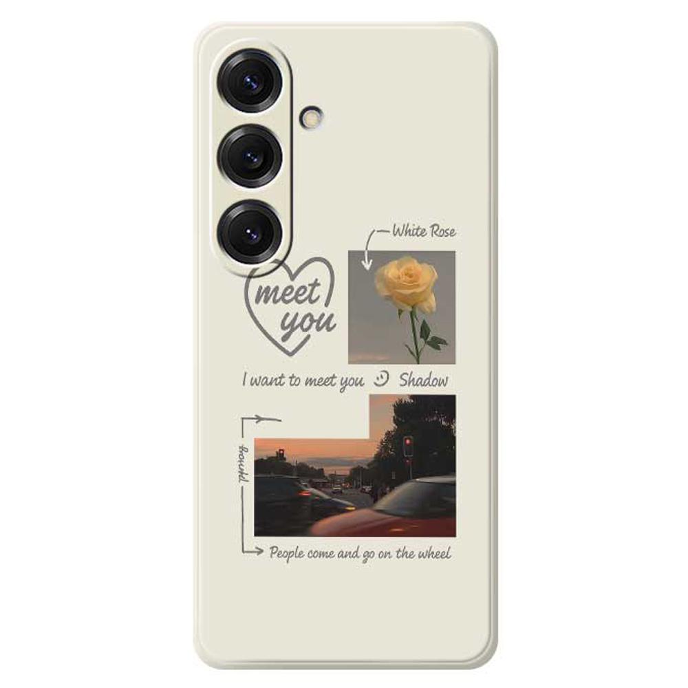 

For Samsung Galaxy S25 Case Meet You Photo Pattern Printing Straight Edge TPU Phone Back Cover Beige
