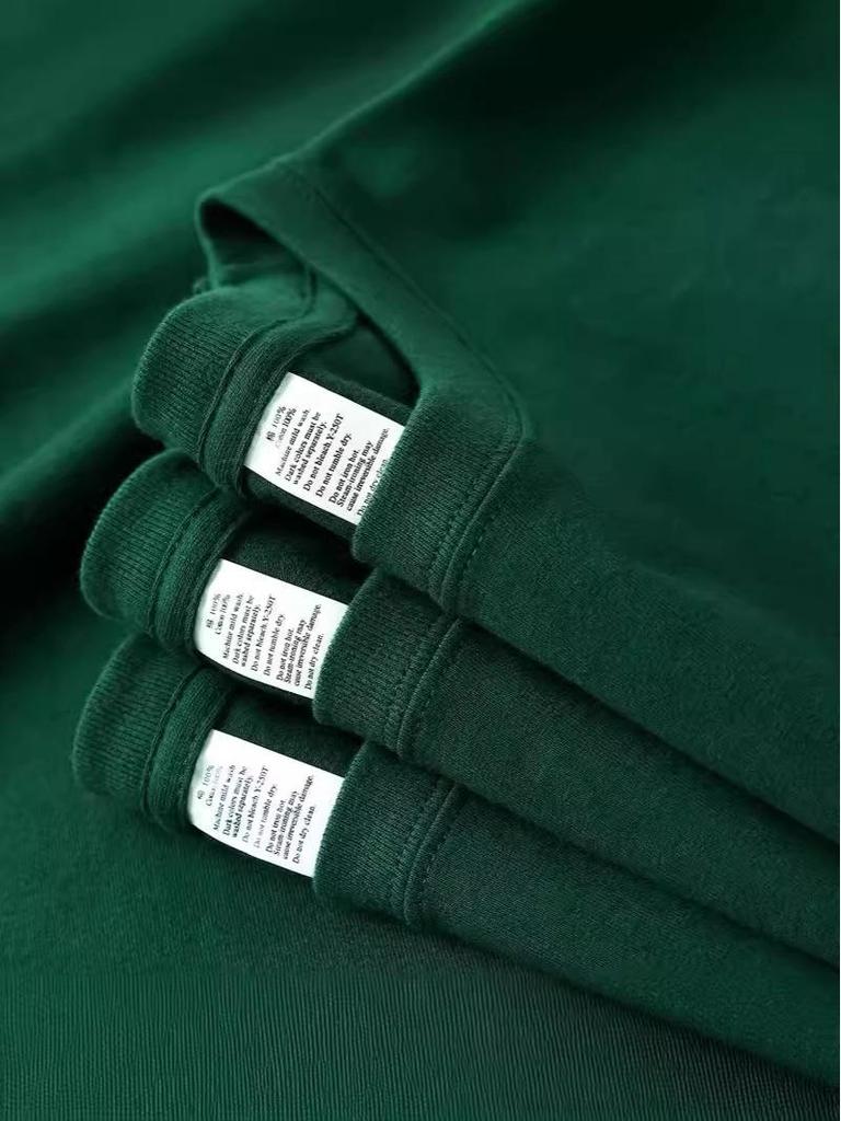 T-shirt blanc pour homme 320g poids lourd couleur unie coupe ample, pur coton, sous-vêtement d'été pour adolescents et couples