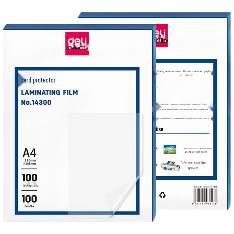 

Deli A4 Thermal Laminating Pouches, 100 Microns