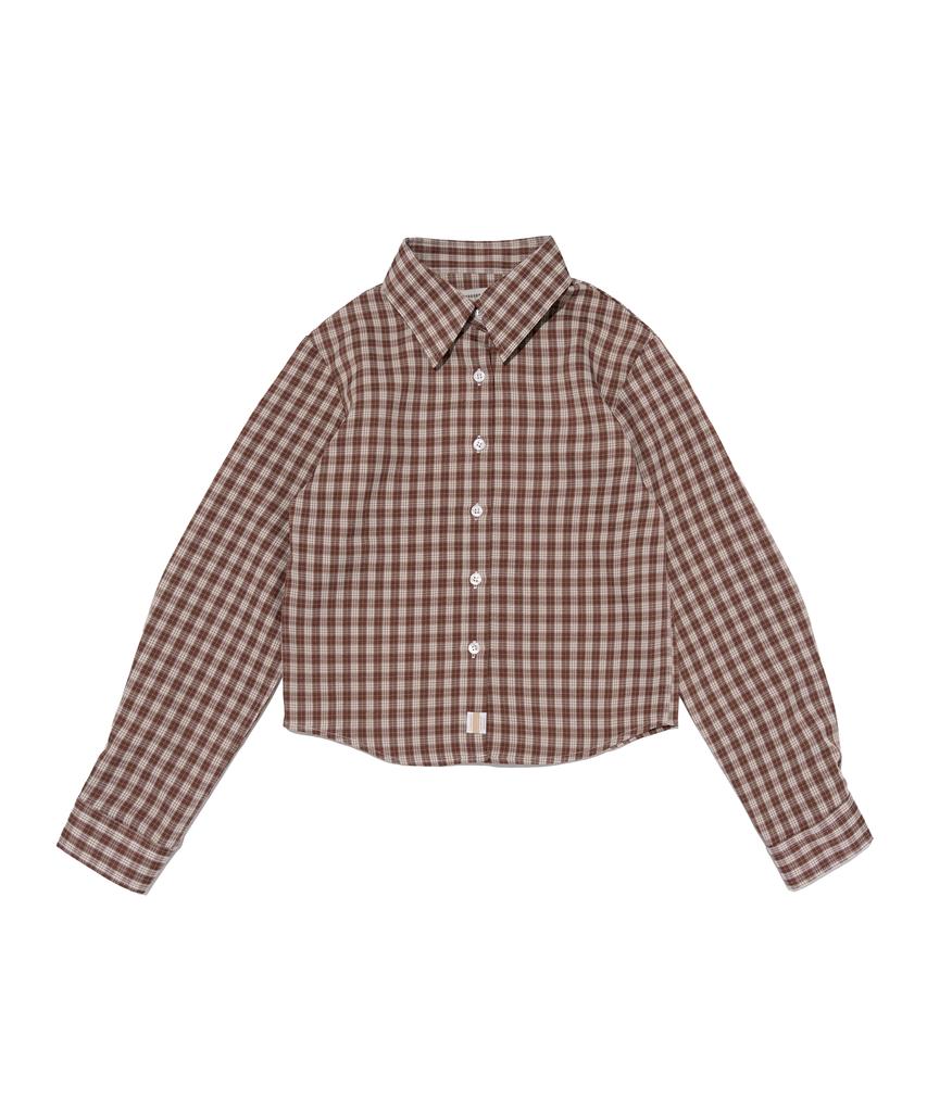 CARGOBROS FOR WOMAN Mare Crop Check Shirt (Brown)