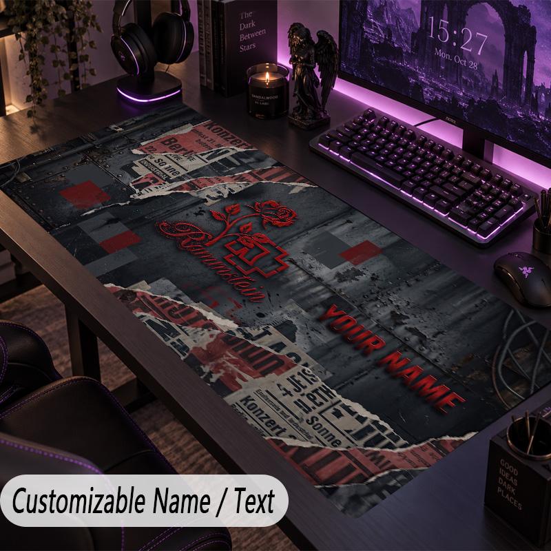 Large Mouse PadRammstein Custom Name Text Personalized Desk Mat Non Slip Gaming Pad