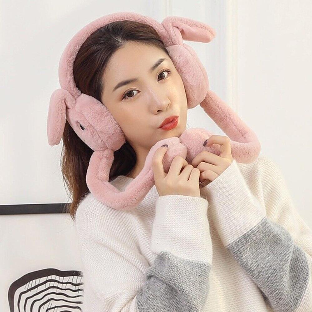 Caps Moving Rabbit Earmuffs Ears Protection Ear Warmers Winter Plush Ear Muffs