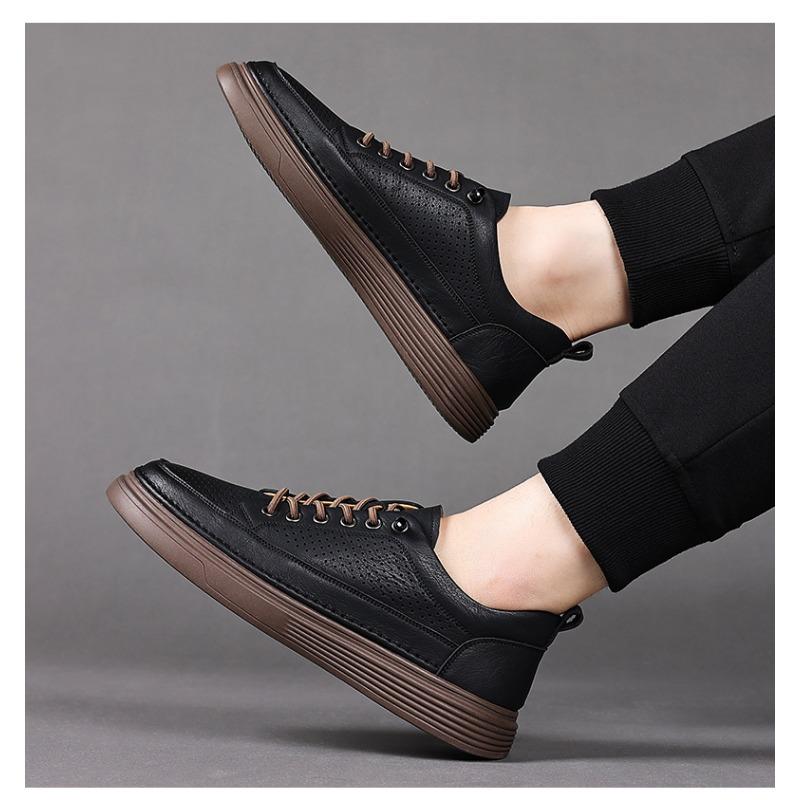 Fashion Luxury Leather Hollow Thick Soled Men's Sneakers Designer Soft Soled Lightweight Board Shoes Male Fashion Casual Man Dress Shoes