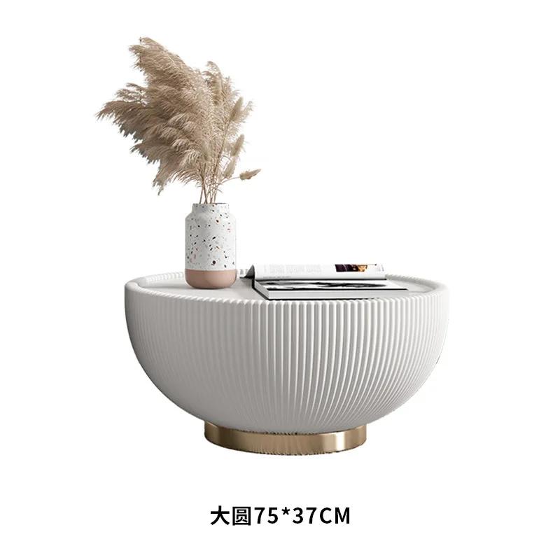 Rock Slab Tea Table Light Luxury Modern Size Combination of Nordic Living Room Small Family Round Tea Table