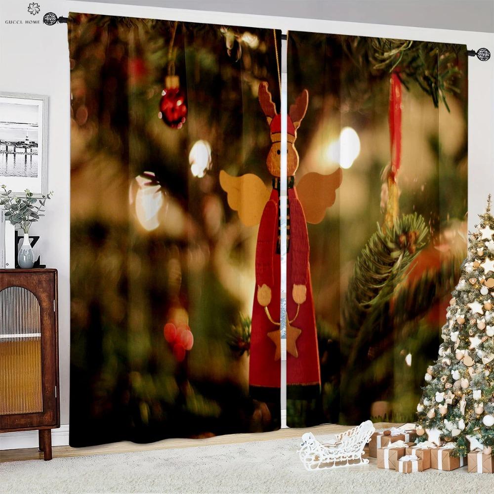 Czerwony samochód choinka 3d drukowane zasłony kieszonka na pręt z włókna poliestrowego pokój dziecięcy restauracja dekoracja świąteczna zasłony