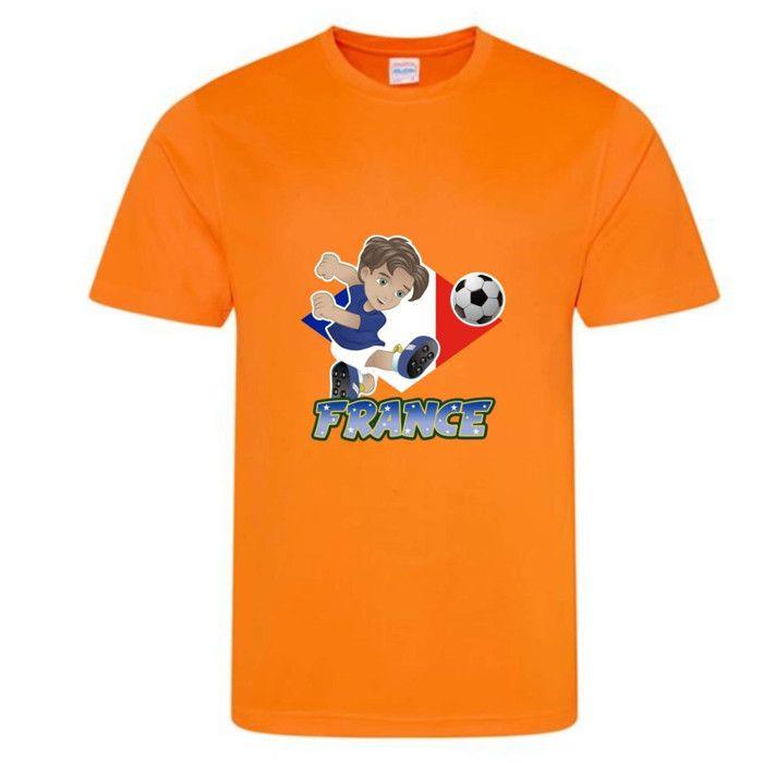 Tee-shirt Sport Enfant - NPZ - France Football - Orange - 100% Polyester - Respirant