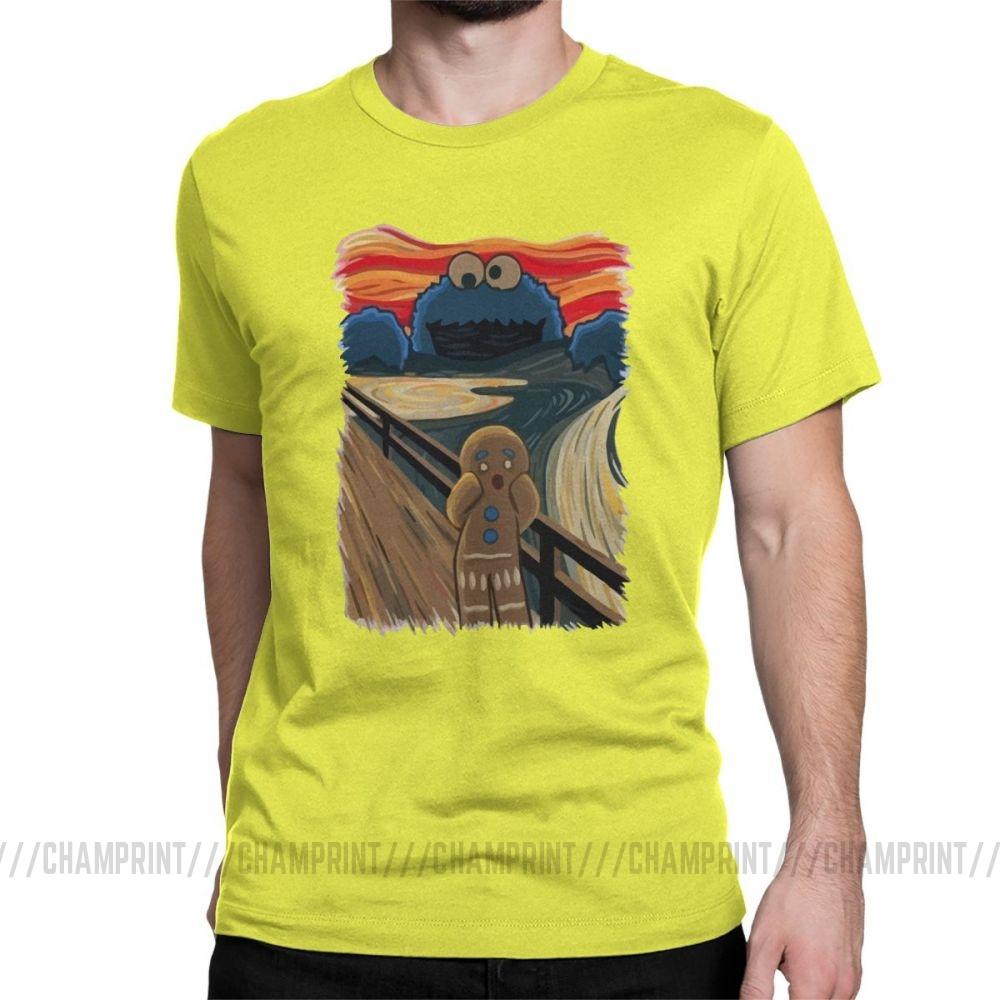 Famous Painting Harajuku Clothing Shouting Screaming Gingerbread Men S T Shirts Sesame Street Tee Shirt Cookie
