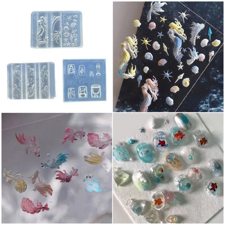 Silicone Nail Art Template With Aquatics Animal Reliefs Including Dolphin Clam and Starfish for Creative Designs