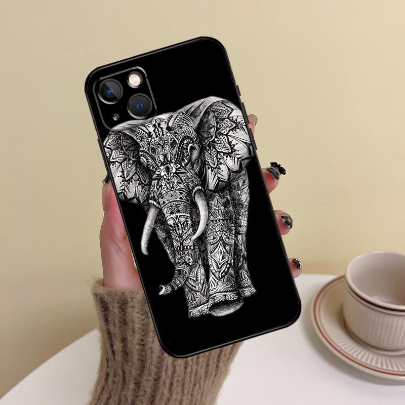 Elephant Mandala Aztec Phone Case For iPhone 17 Pro Max 14 13 12 11 15 16 Pro Max mini Plus 16e 17 Air Cover Funda