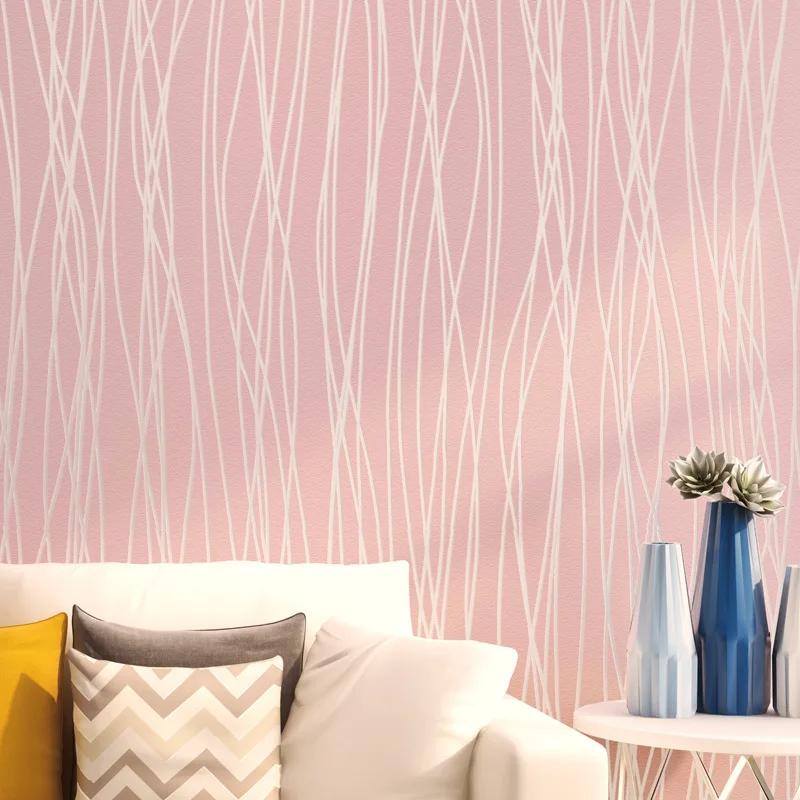 Non woven wallpaper bedroom living room solid color plain striped background wall papers home decor papel tapiz 3d para pared