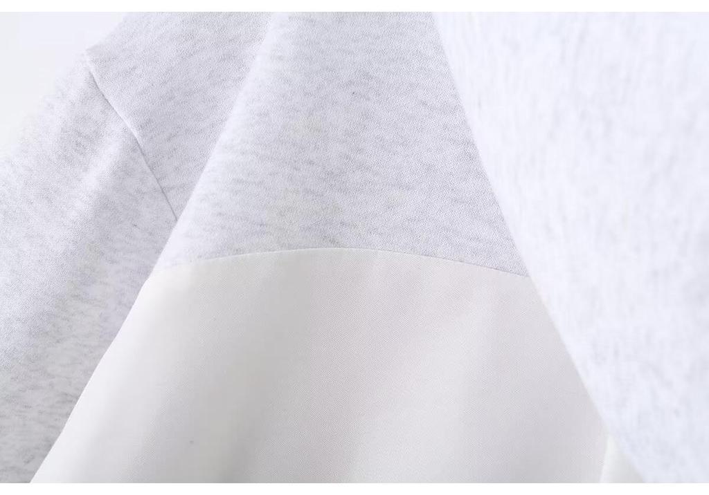 Cross-Border Women's Chic Hooded Patchwork Sweatshirt - French Design