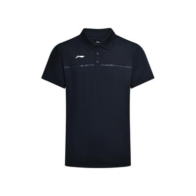 Li Ning Logo Potabsorbujúca Priedušná Pulóverová Polokošeľa Pánska Polokošele Hlboká Tmavomodrá APLU071-1