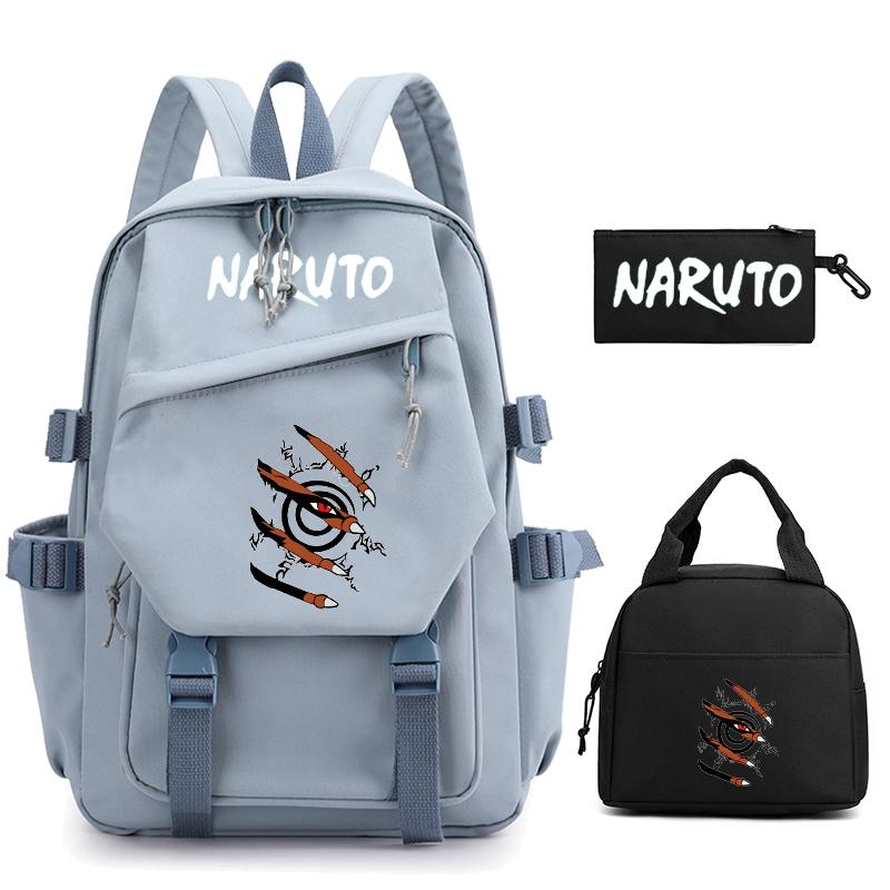 3Pcs/set Anime Naruto Backpack Nylon Backpack with Lunch Bag for Girl Boy Student Back To Schoolbag Men Women Leisure Travel Bag