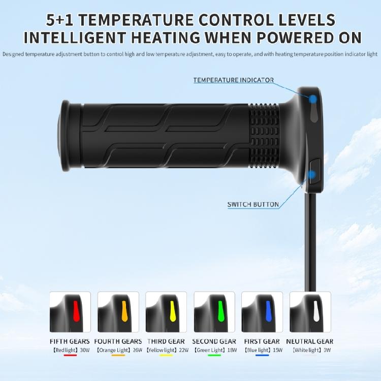 Small Temperature Control Heated Motorcycle Grips 6 Customizable Levels Motorbike Heating Grips for Modification Use