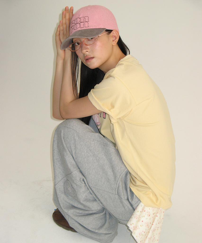 RONRON Stitch Logo Pigment Ball Cap Pink